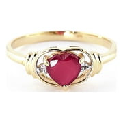 Galaxy Gold 1.01 ct 14K Solid Yellow Gold Embrace of Love Heart Shape Ruby Diamond Ring 4343 10