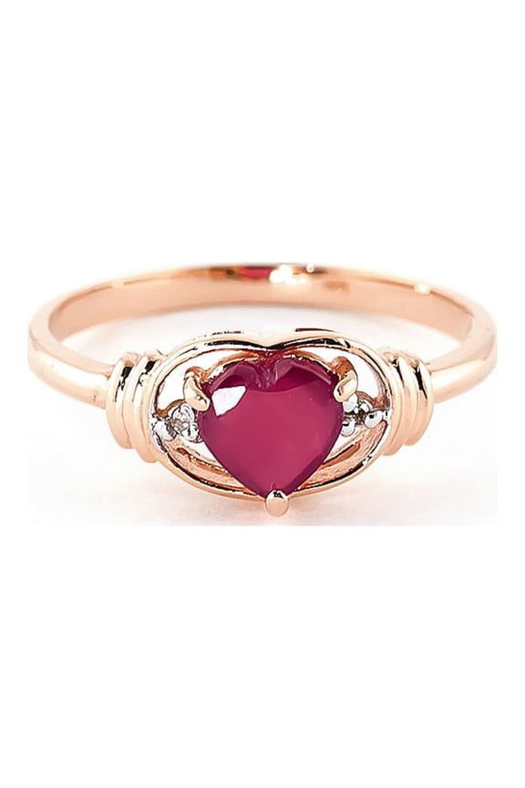 1.01 ct 14k Solid Rose Gold Embrace of Love Heart Shape Ruby Diamond Ring 4343 (7.5)