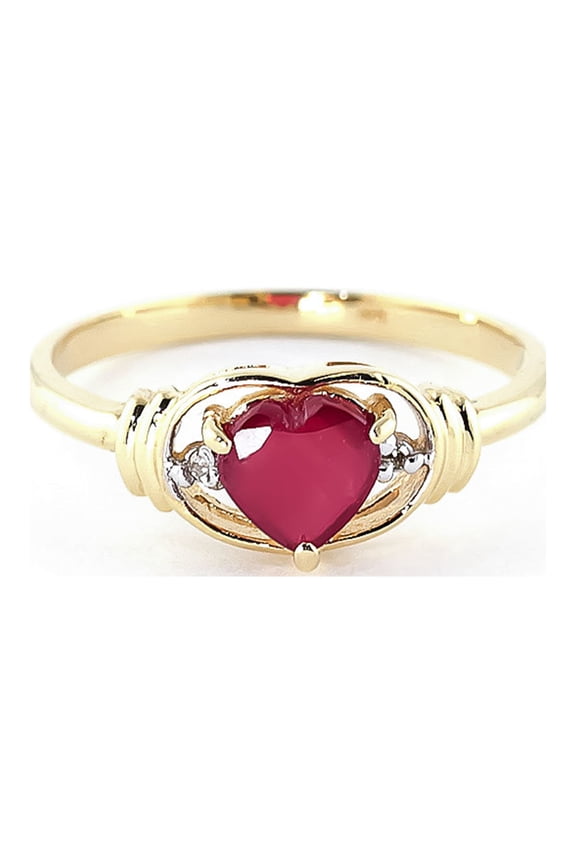 1.01 ct 18K Solid Yellow Gold Heart Ruby Diamond Ring(6.5)