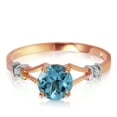 thumbnail image 1 of Galaxy Gold 14K Solid Gold 1.02 Carat Natural Diamond & Blue Topaz Ring for Women - Rose Gold Fine Jewelry, 1 of 2