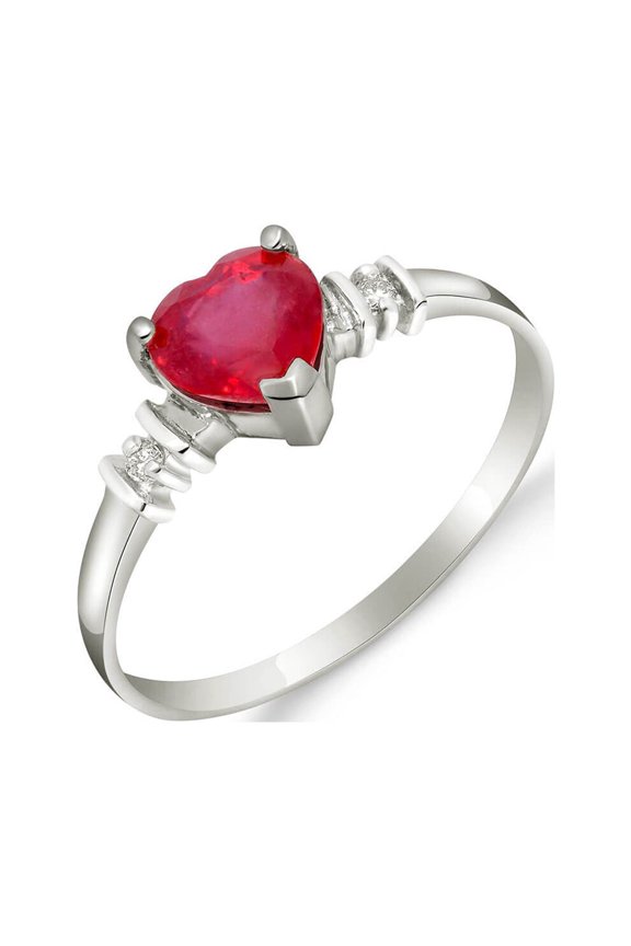 1.03 ct 14k Solid Gold Ring Ruby Diamond 4345 (White-Gold, 8)