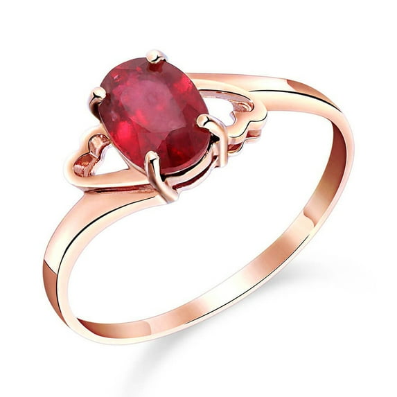Galaxy Gold 14K Solid Gold 1.15 Carat Natural Ruby Oval Cut Ring for Women - Rose Gold Fine Jewelry