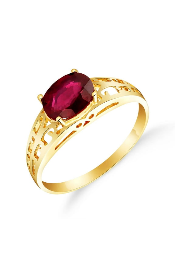 1.15 ct 18K Solid Yellow Gold Filigree Solitaire Ring Ruby 2330Y-18 Karat (8.5)