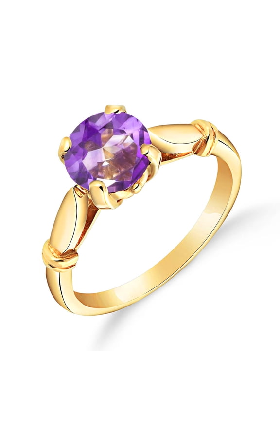 14K Solid Gold 1.15 Carat Natural Amethyst Ring for Women - Yellow Gold Fine Jewelry