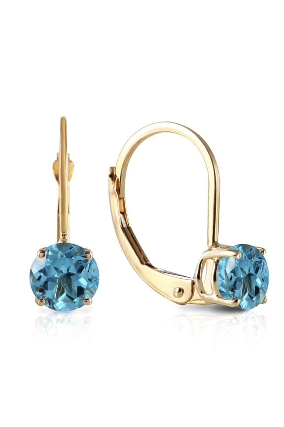 1.2 Carat 14K Solid Gold Iris Blue Topaz Earrings