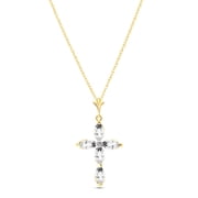 Galaxy Gold 14K Solid Gold 1.23 Carat Natural Diamond Cross Necklace for Women - Yellow Gold Fine Jewelry