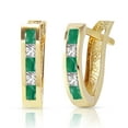 thumbnail image 1 of Galaxy Gold 1.26 Carat 14K Solid Gold Italia Emerald Whote Topaz Earrings, 1 of 3