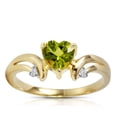 thumbnail image 1 of Galaxy Gold GG 14K Yellow Gold 1.26 Carat Natural Diamonds and Heart-Shaped Peridot Ring - August Birthstone - Abundance & Joy - Sizes 5.5 to 11 - Fine Jewelry for Women, 1 of 2