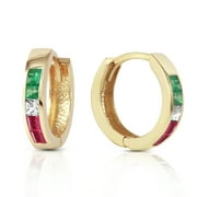 Galaxy Gold 14K Yellow Gold 1.28 CTW Natural Multi-Gemstone Hoop Earrings - Vibrant Style - Fine Jewelry for Women