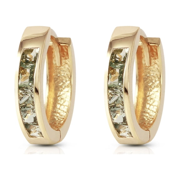 Galaxy Gold GG 14K Yellow Gold 1.3 CTW Natural Green Sapphire Hoop Earrings - September Birthstone - Truth & Nobility - Fine Jewelry for Women