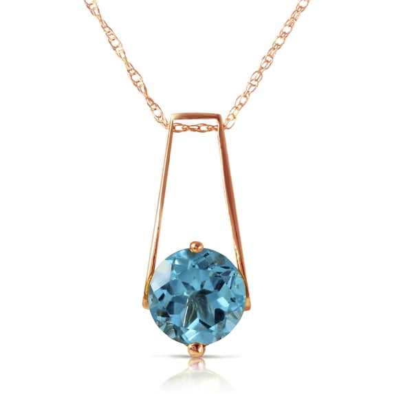 Galaxy Gold GG 14K Rose Gold 1.45 Carat Blue Topaz Pendant Necklace - December Birthstone - Communication & Serenity - 16" to 24" - Fine Jewelry for Women