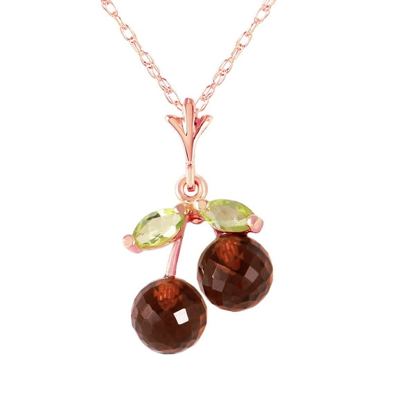 Galaxy Gold 1.45 Carat 14k14" Solid Rose Gold Cherry Pie Garnet Peridot Pendant Necklace