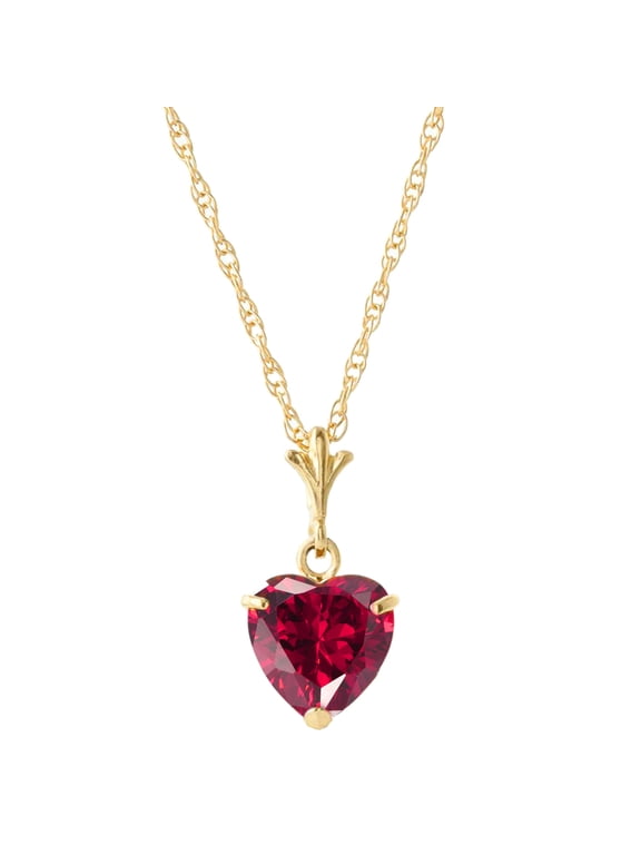 1.45 ct 14k 22" Solid Gold Necklace Heart-shaped Ruby