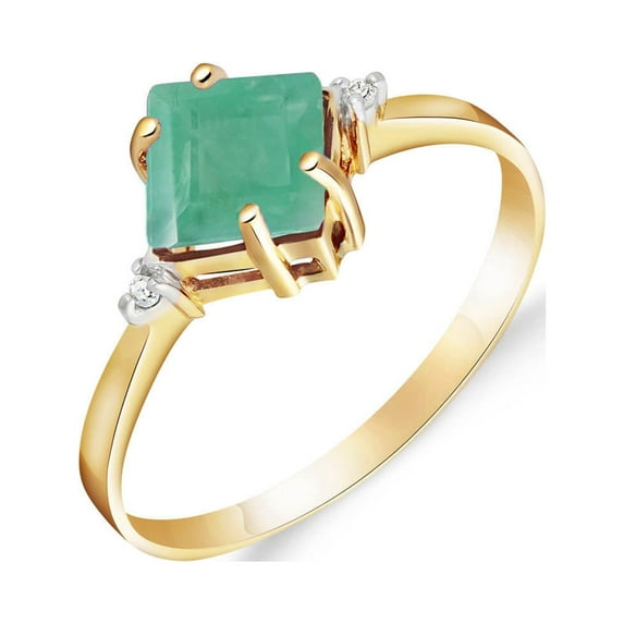 Galaxy Gold 1.46 Carat 14k Solid Yellow Gold Love In A Frame Emerald Diamond Ring 4396Y (5.5)