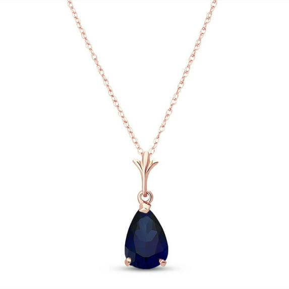 Galaxy Gold 14K Solid Gold 1.5 Carat Natural Sapphire Pendant Necklace for Women - Rose Gold Fine Jewelry