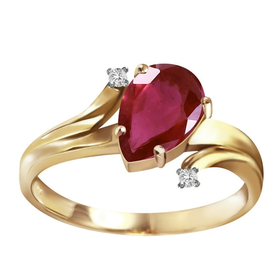 Galaxy Gold 18K Solid Gold 1.51 Carat Natural Diamond Pear Ring for Women - Yellow Gold Fine Jewelry