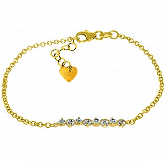 Galaxy Gold 14K Solid Gold 1.55 Carat Natural Aquamarine Bracelet for Women - Yellow Gold Fine Jewelry
