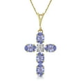 thumbnail image 1 of Galaxy Gold GG 14K Yellow Gold 1.75 Carat Tanzanite Cross Pendant Necklace - December Birthstone - Communication & Serenity - 16" to 24" - Fine Jewelry for Women, 1 of 2