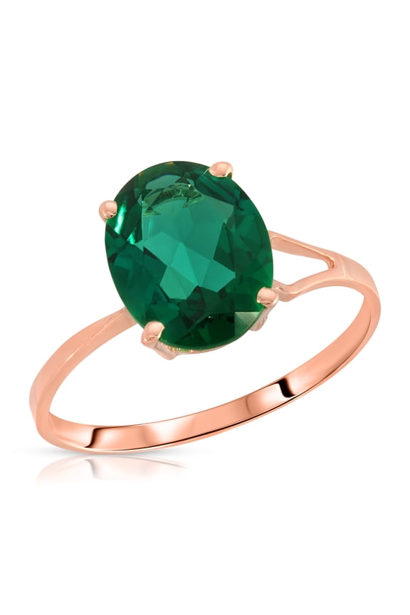 1.90 Carats 14K Solid Rose Gold Emerald Solitaire Ring with Genuine Vibrant Emerald Brilliant Cut Anniversary Engagement Promise Valentines for Her Him Unisex Ring (11)