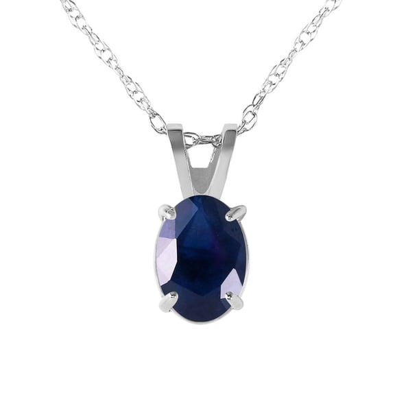 Galaxy Gold 1 Carat 14k 16" Solid White Gold Oval-shaped Natural Sapphire Pendant Necklace