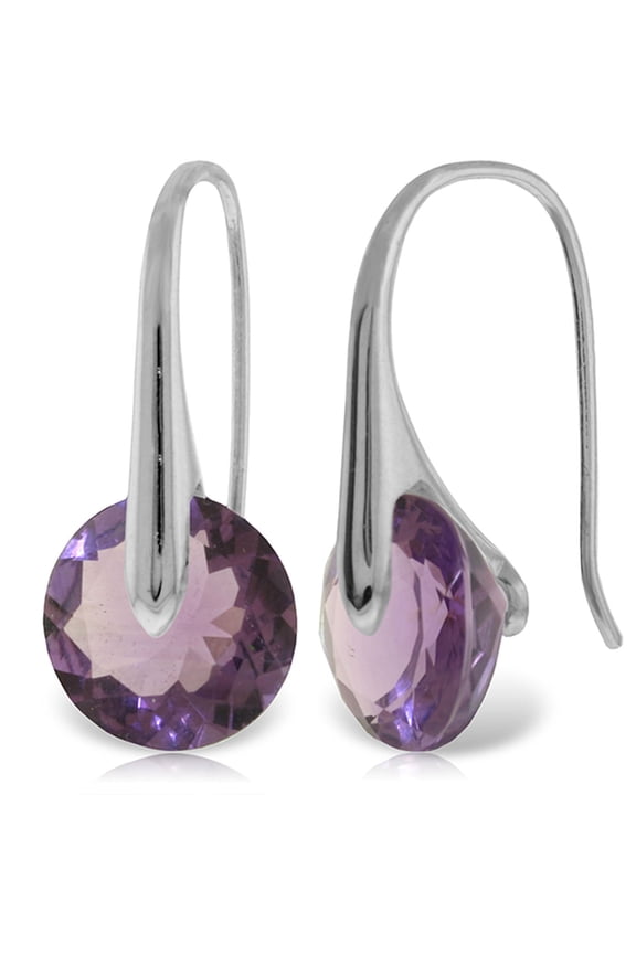 11.50 CT. 14k White Gold Fish Hook Earrings with Purple Amethyst