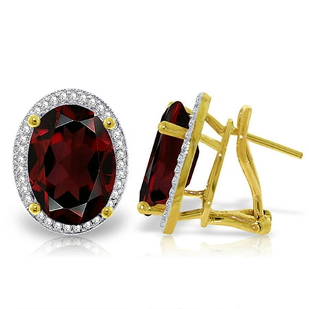 Galaxy Gold 14K Solid Gold 12.46 Carat Natural Diamond & Garnet Drop Earrings for Women - Yellow Gold Fine Jewelry
