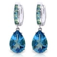 thumbnail image 1 of Galaxy Gold 14K White Gold 13.2 Carat Natural Blue Topaz Huggie Earrings - December Birthstone - Communication & Serenity - Fine Jewelry for Women, 1 of 1