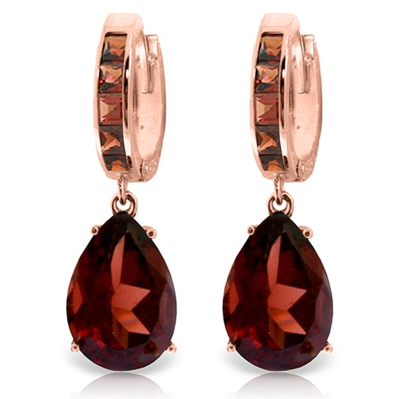 Galaxy Gold 14K Solid Gold 13.2 Carat Natural Garnet Huggie Earrings for Women - Rose Gold Fine Jewelry