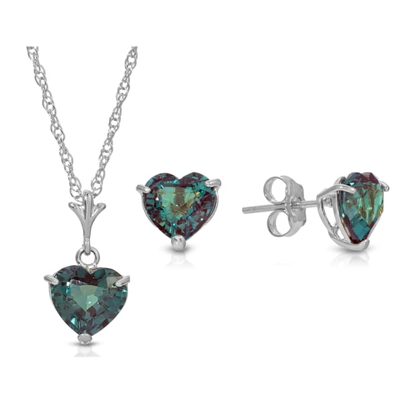 Galaxy Gold 14K Solid Gold Lab Created Alexandrite Earrings for Women - White Gold Fine Jewelry