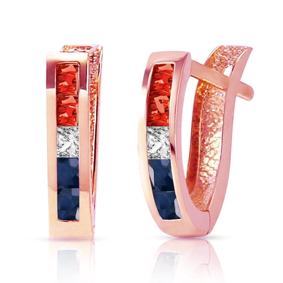 Galaxy Gold 14K Rose Gold 1.28 CTW Natural Multi-Gemstone Hoop Earrings - Vibrant Style - Fine Jewelry for Women