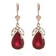 thumbnail image 1 of Galaxy Gold 14K Rose Gold 11 Carat Natural Ruby and White Topaz Dangle Earrings - July Birthstone - Passion & Protection - Fine Jewelry for Women, 1 of 5