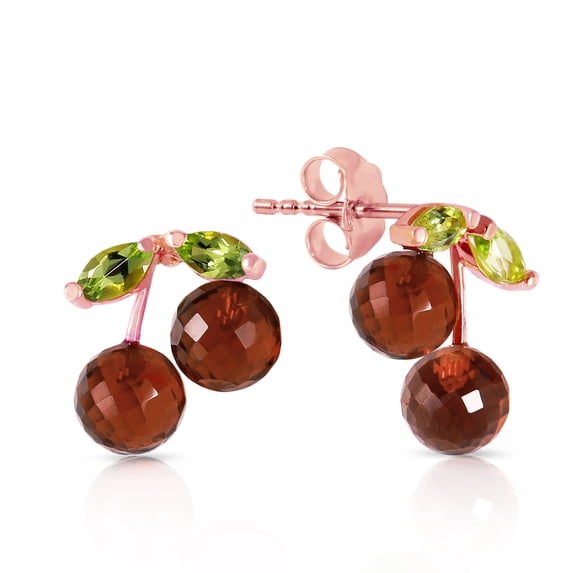 Galaxy Gold 14K Solid Gold 2.9 Carat Natural Garnet Stud Earrings for Women - Rose Gold Fine Jewelry