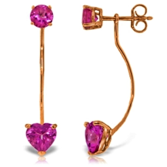 Galaxy Gold 14K Rose Gold 4.55 CTW Natural Pink Topaz Stud Drop Earrings - October Birthstone - Hope & Creativity - Fine Jewelry for Women