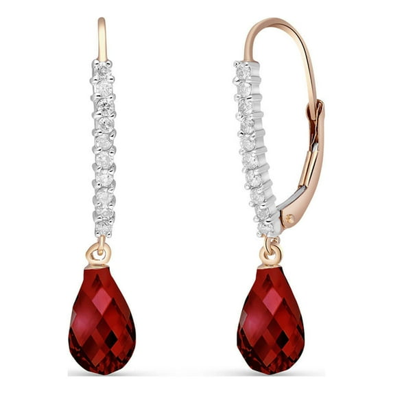 Galaxy Gold 14K Rose Gold 4.8 CT Natural Diamond and Garnet Dangle Earrings - January Birthstone - Passion & Protection - Fine Jewelry for Women