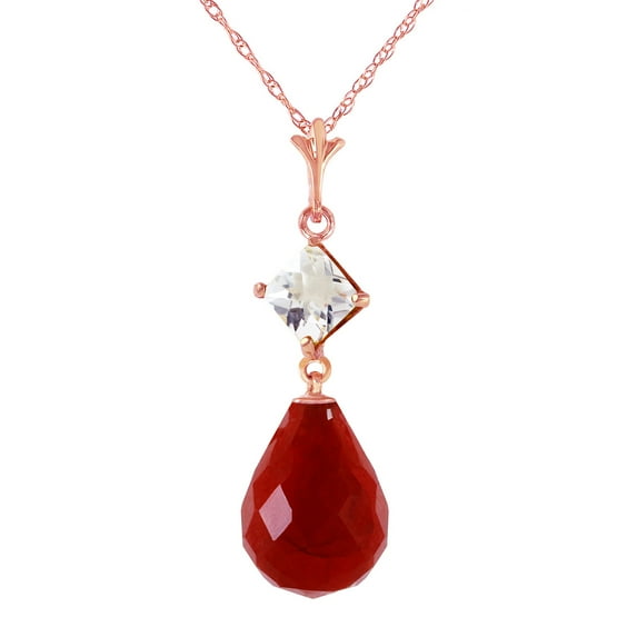 Galaxy Gold 14K Solid Gold 9.3 Carat Natural Ruby Pendant Necklace for Women - Rose Gold Fine Jewelry