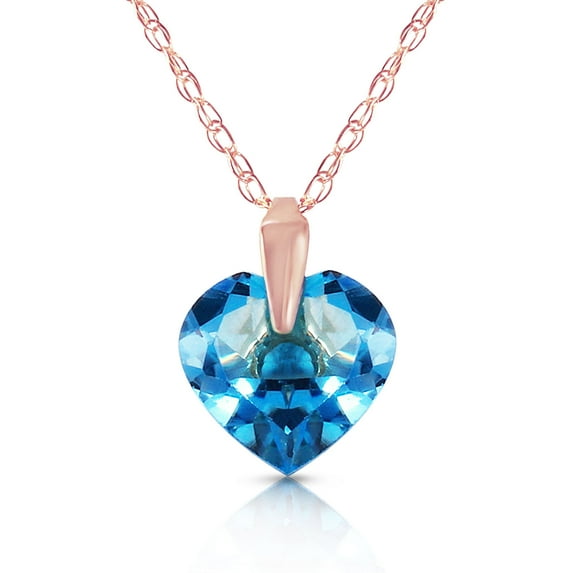 Galaxy Gold 14K Rose Gold Blue Topaz Heart Necklace - December Birthstone - Communication & Serenity - 16" to 24" - Fine Jewelry for Women