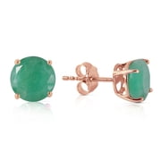 Galaxy Gold 14K Solid Gold Natural Emerald Stud Earrings for Women - Rose Gold Fine Jewelry