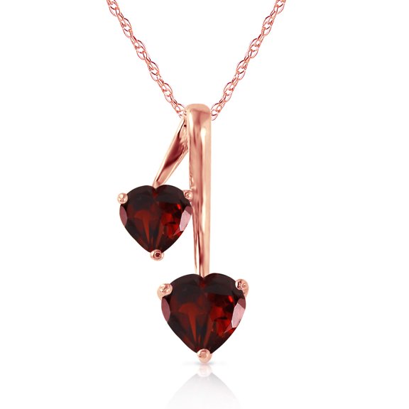 Galaxy Gold 14K Rose Gold Garnet Heart Necklace - January Birthstone - Passion & Protection - 16" to 24" - Fine Jewelry for Women