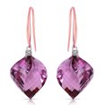 thumbnail image 1 of Galaxy Gold 14K Rose Gold Natural Amethyst and Natural Diamond Dangle Earrings - February Birthstone - Peace & Wisdom - Fine Jewelry for Women, 1 of 2