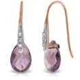 thumbnail image 1 of Galaxy Gold 14K Rose Gold Natural Amethyst and Natural Diamond Dangle Earrings - February Birthstone - Peace & Wisdom - Fine Jewelry for Women, 1 of 4
