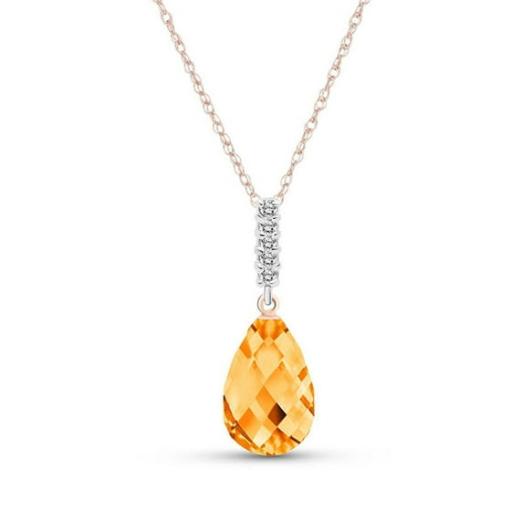 Galaxy Gold 14K Rose Gold Natural Diamonds and Citrine Pendant Necklace - November Birthstone - Warmth & Prosperity - 16" to 24" - Fine Jewelry for Women