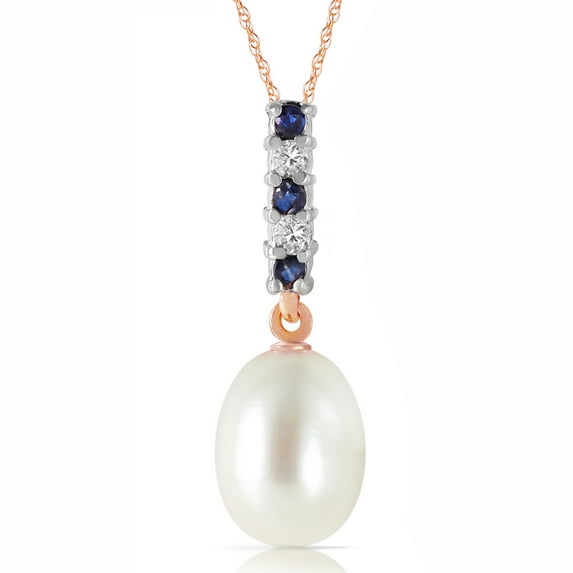 Galaxy Gold 14K Rose Gold Natural Diamonds and Sapphire Pendant Necklace - September Birthstone - Truth & Nobility - 16" to 24" - Fine Jewelry for Women