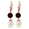thumbnail image 1 of Galaxy Gold 14K Rose Gold Natural Pearl and Garnet Dangle Earrings - January Birthstone - Passion & Protection - Fine Jewelry for Women, 1 of 1
