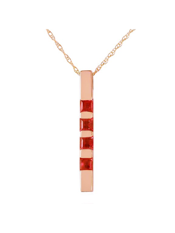 14K Solid Gold 0.35 Carat Natural Ruby Pendant Necklace for Women - Rose Gold Fine Jewelry
