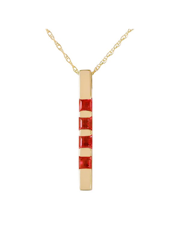 14K Solid Gold 0.35 Carat Natural Ruby Pendant Necklace for Women - Yellow Gold Fine Jewelry