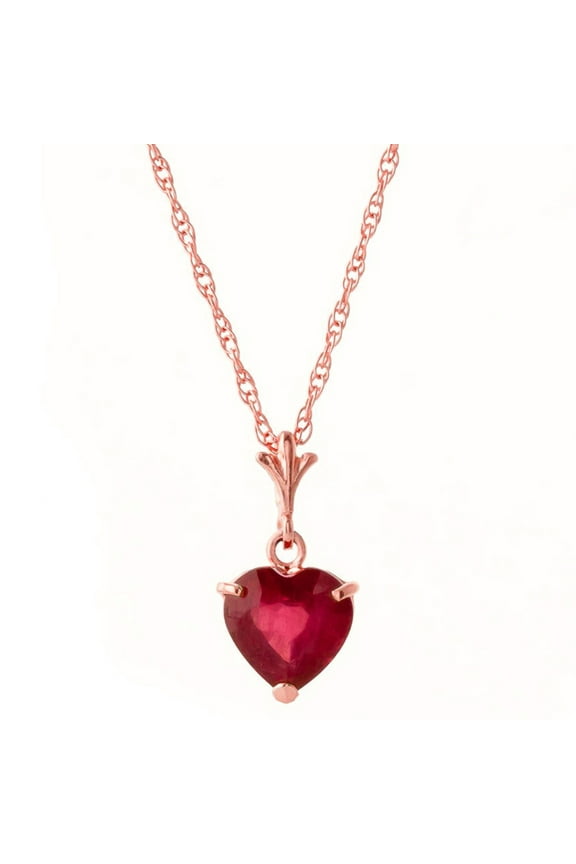 14K Solid Gold 1.45 Carat Natural Ruby Heart-Shaped Necklace for Women - Rose Gold Fine Jewelry