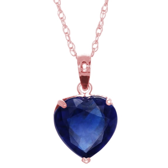 Galaxy Gold 14K Solid Gold 4.3 Carat Natural Sapphire Heart-Shaped Necklace for Women - Rose Gold Fine Jewelry