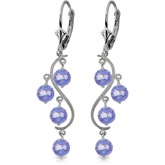 Galaxy Gold 14K Solid Gold 4 Carat Natural Tanzanite Earrings for Women - White Gold Fine Jewelry