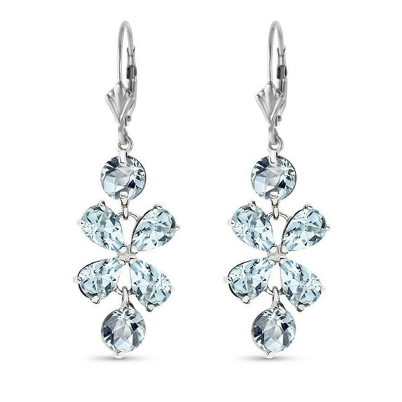 Galaxy Gold 14K Solid Gold 5.32 Carat Natural Aquamarine Earrings for Women - White Gold Fine Jewelry