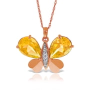 Galaxy Gold 14K Solid Gold 7.1 Carat Natural Diamond Butterfly Necklace for Women - Rose Gold Fine Jewelry